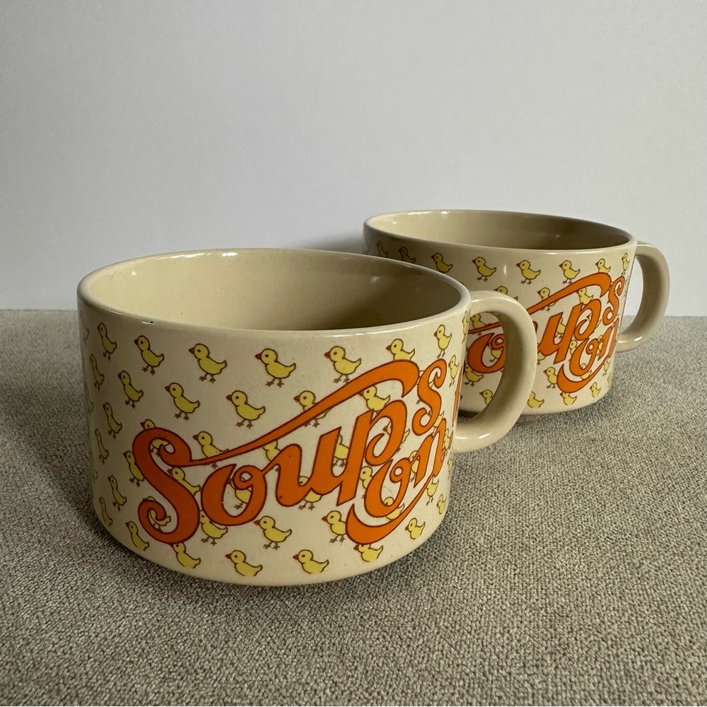 Vintage Made in Japan Ceramic Soup Mugs. Set of 2.
